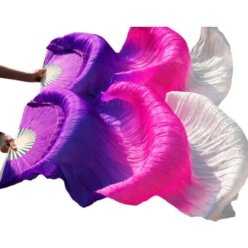 Wholesale 1pc right fans+1 pc left fans 5 size hand painted belly dance silk fan veil,hot sale more! purple+rose+white