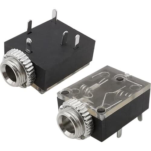 PJ-324M 3.5mm Audio Socket 5Pin 3.5mm Stereo Audio Headphone Female Jack PCB Panel Mount Connector With Nut Black