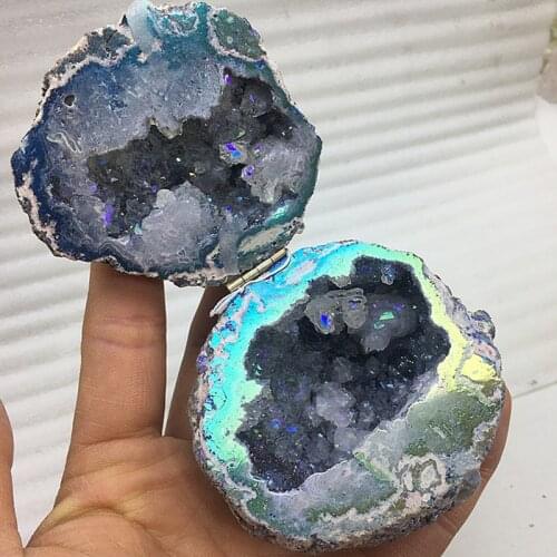 Natural quartz aura agate geode folk crafts crystal set for home decoration