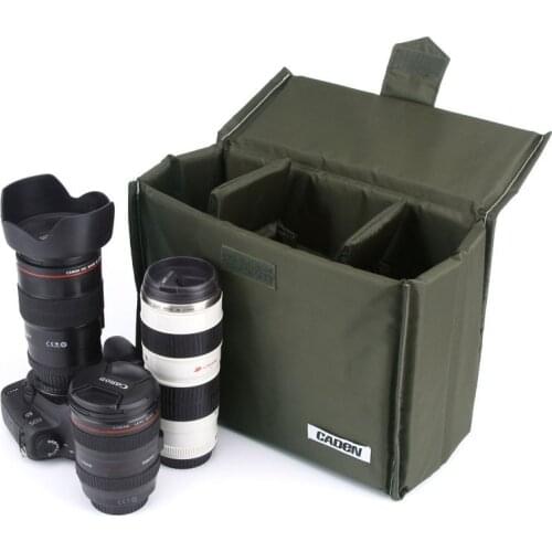 Roadfisher Wearproof Folding Camera Padded Protect Bag Insert Partition Case Dividers Cap Fit 2 DSLR 1 Lens Canon Nikon Sony SLR