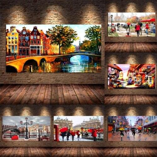 Romantic Paris France Scenery Canvas Painting Posters and Prints Wall Art Pictures for Living Room Home Decor Cuadros No Frame