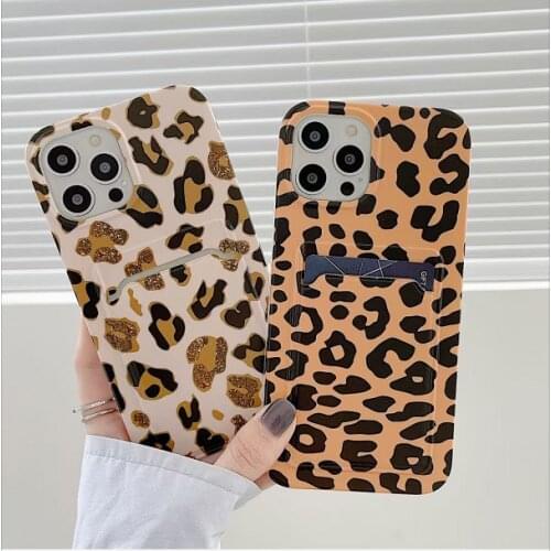 For Iphone 12 Pro Max Luxury Leopard Phone Case for Iphone 11 Pro Max Xr Card Wallet Soft Case for Iphone Iphone 7 8 Plus