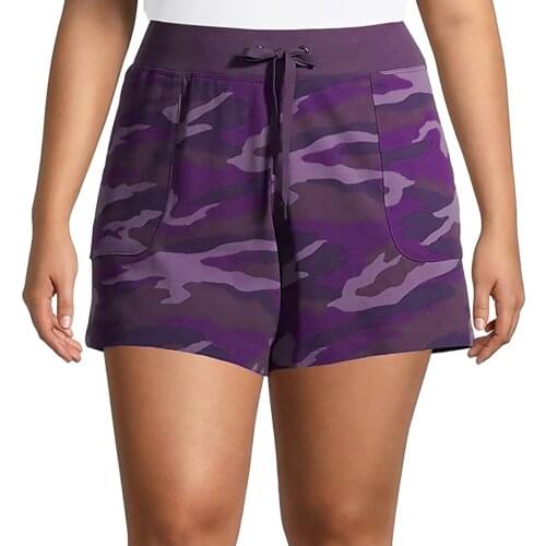 Camouflage Printing Shorts Women Plus Size Shorts Drawstring Elastic Waist Pockets Casual Beach Shorts Summer