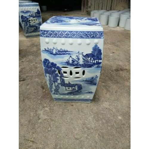 Blue And White Antique Stool For Dressing Table Drum Stool Chinese Porcelain Garden Stool Ceramic jingdezhen round garden stool