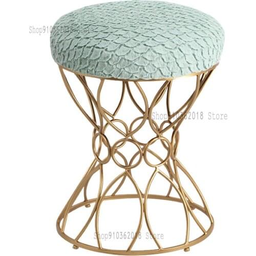 Modern Wrought Iron Dressing Stool Shoe Changing Sofa Stool Chair Bedroom Princess Stool Makeup Stool Simple And Creative Nordic