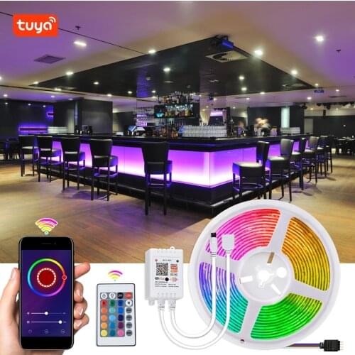 Tuya WiFi Smart Strip Light 12V RGB 5050 SMD Flexible Ribbon Tape Work With Alexa Google Home Voice Control RGB LED Lights Strip