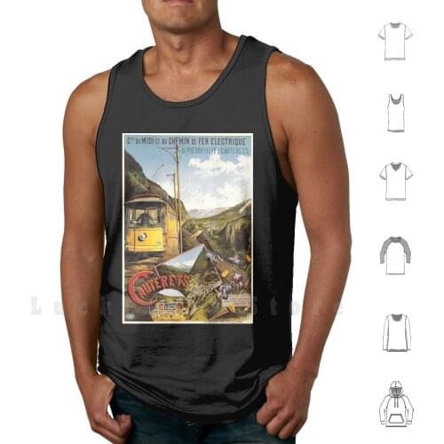 Vintage Midi Pierrefitte Cauteret France Travel Poster C1924 Tank Tops Vest 100% Cotton Holiday Vacation