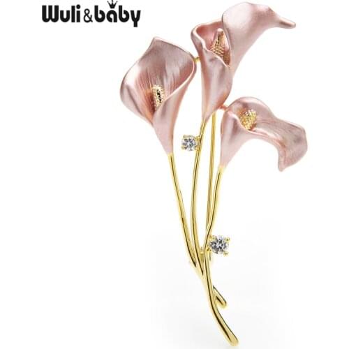 Wuli&baby New Enamel Lily Flower Brooches For Women 3-color Weddings Banquet Office Brooch Pins Gifts