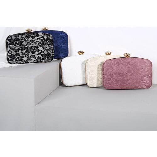 2021 fashion Female bag lace evening clutch purse handbags luxury designer metal rose button shoulder bag chain bride wallet