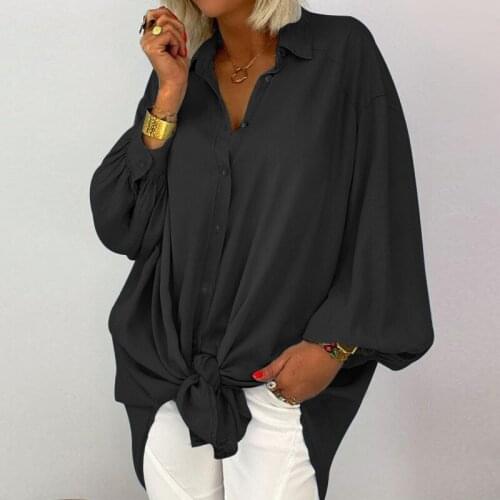 New Loose Black Blouses Women 2021 Spring/ Summer Long Loose Shoulder Shirt Dress Korean Fashion Button Up Shirt