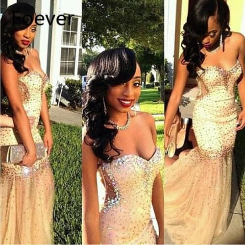 Shiny Design Full Beaded Mermaid Evening Dress 2019 Sweetheart Sheer Back Tails Long Prom Dresses Party gown robe de soiree