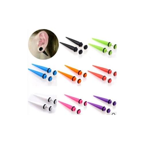 1 pair mens acrylic fake ear tapers piercing body pircing jewelry 6mm mixed colors cheap hot selling fake ear plugs