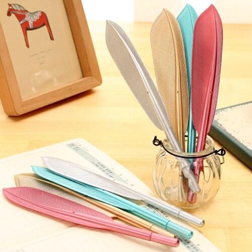 1lot=40pcs!Imitation Metal Rod Feather Gel Ink Water Pen / Cute Cartoon Pen / Student Office Creative Stationery Roller Pen