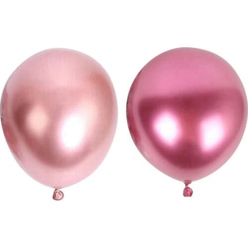 100Pcs 10 Inch Metallic Latex Balloons Thick Chrome Glossy Metal Pearl Balloon Globos - 50Pcs Rose Gold & 50Pcs Red