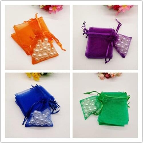 100pcs Gift Bag Organza Packaging Bag Organza Gift Bags White Christmas Favor Party Wedding Decoration Jewelry Gift Pouches Bags