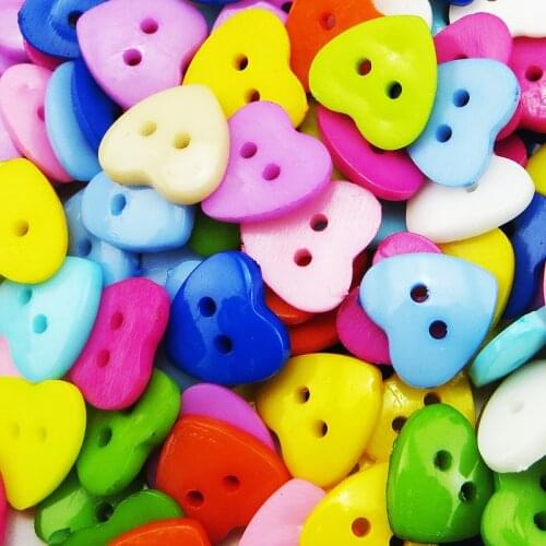 11MM-25MM Mixed / Single Heart Buttons Dyed Plastic Coat Boots Sewing Decorative Clothes accessory Toy Kid Button P-223