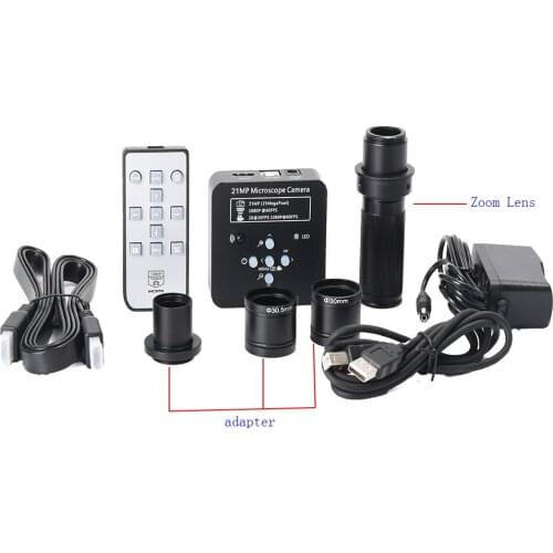 21MP 1080P 60FPS HDMI USB Industrial Camera C-mount Zoom Lens Digital Video Soldering Microscope 23.2mm 30mm/30.5m Ring Adapter