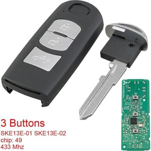 3 Buttons 433MHz Keyless Smart Remote Car Key Fob with ID49 Chip SKE13E-01 SKE13E-02 for MAZDA CX-3 Axela CX-5 Atenza Model