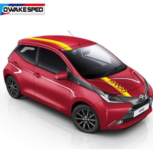 3pcs Car Styling Racing Sport Stripes Auto Hood Roof Tail Decor Vinyl Decals For Toyota AYGO Car Whole Body Sticker Accessories