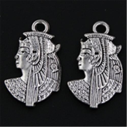 6pcs Silver Plated retro Cleopatra charm alloy pendants for necklace earrings DIY Jewelry charm findings A509 29x14mm