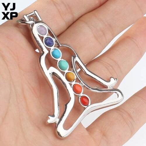 YJXP Unique Design Silver Plated 7 Color Healing Chakra Yoga Life Amulet Pendant Reiki Spiritual Charm Jewelry