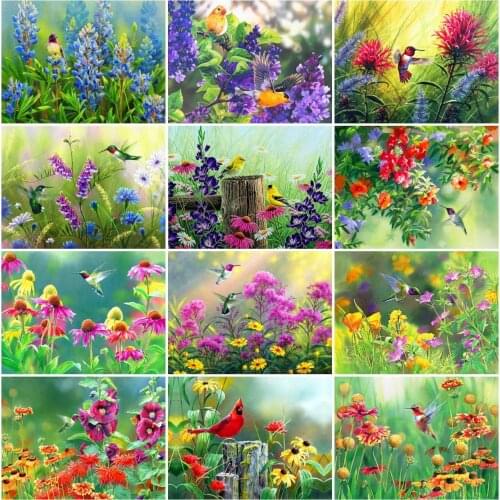 AZQSD Diamond Embroidery Bird Flower Mosaic 5D Diamond Painting Animal Cross Stitch Rhinestones Handicraft Home Decoration