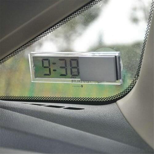 Mini Digital Car Electronic Clock High Quality Durable Transparent LCD Display Digital Watch With Sucker Universal Car Decor