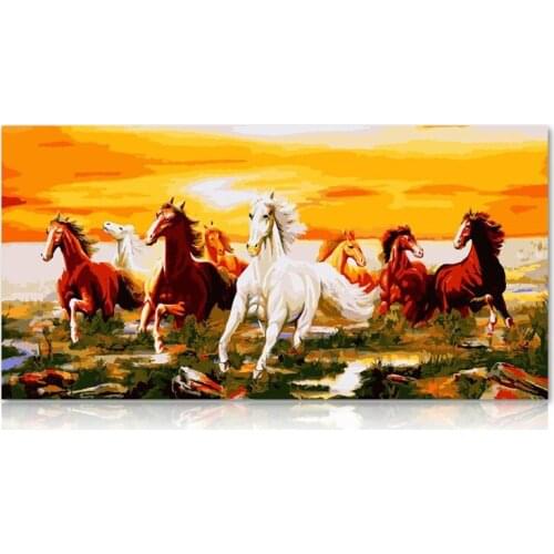 DIY Digital Painting By Numbers eight horses oil painting mural Kits Coloring Wall Art Picture Gift frameless