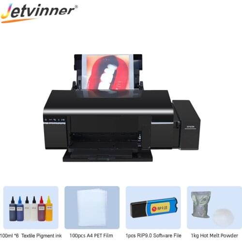 Jetvinner A4 DTF Printer PET Film DTF Ink Hot Melt Powder Set Direct Transfer Film For Epson L805 For All Kind of Frabic