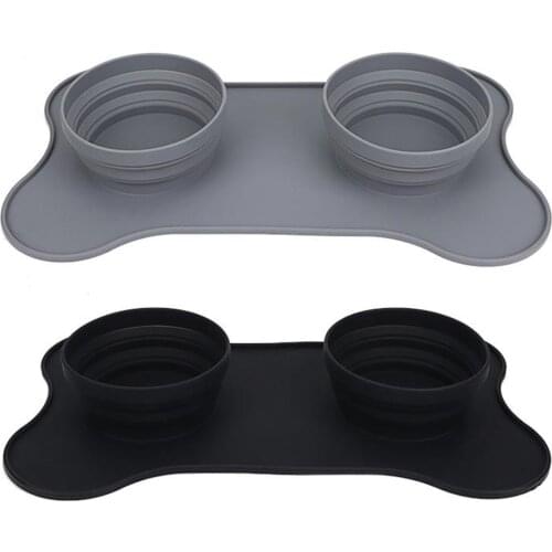 Dog Feeder Slow Eating Pet Bowl Silicone Feeding Mat No-spill Non-Skid Collapsible Bowls for Travel Outdoor
