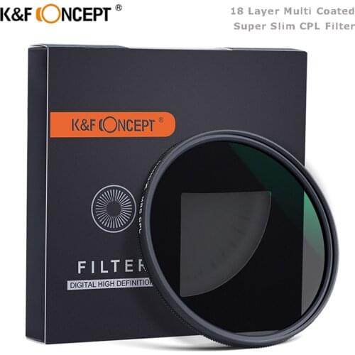 K&F Concept Nano-X Circular Polarizer Filter 58mm 62mm 67mm 72mm 77mm 18 Layer Coated Super Slim CPL Filter for Nikon Canon Sony