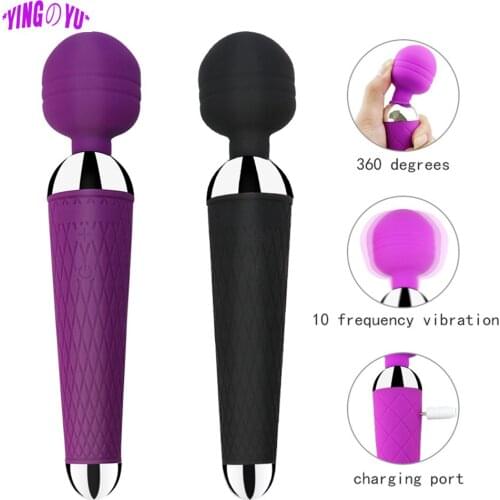 Powerful Clitoris Vibrator USB Recharge Magic Wand AV Stick Vagina Massager Sexual Erotic Anal Sex Toys for Women Adult Product