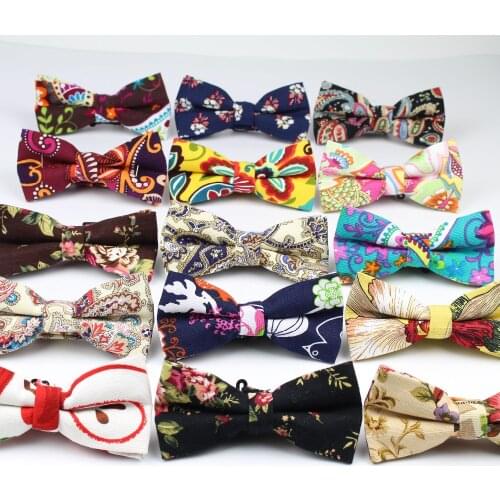 Mens Cool Linen Printed Flower Rose Bow Ties Man Neck Bowtie Cashew Nut Bowknot Gravatas Necktie Summer Butterfly