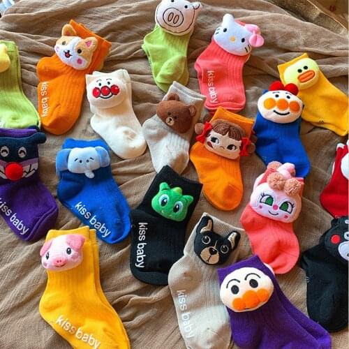 Socks Baby 2 Pairs Kid Soft Cotton Boy Girl Animal Doll Anti Slip Floor Wear Toddler Autumn Spring Infant Newborn