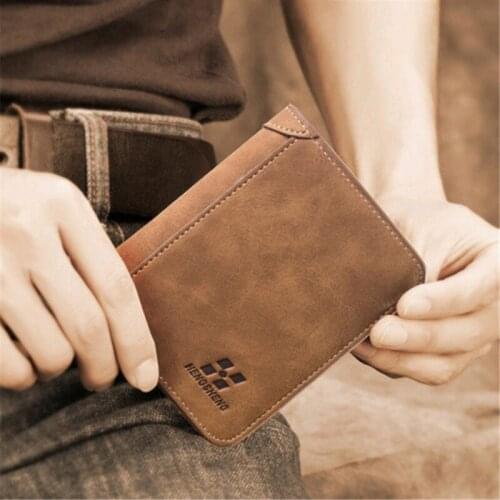 New Mens Wallet Short Frosted Leather Wallet Retro Three Fold Vertical Wallet Youth Korean Multi-card Wallet 2021 Men Fashion