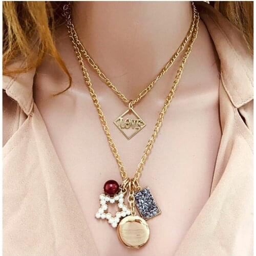 Womens necklace, Bohemian fashion brand, Star, Crystal ball necklace, Pearl 2020 Fashion Statement Jewelry