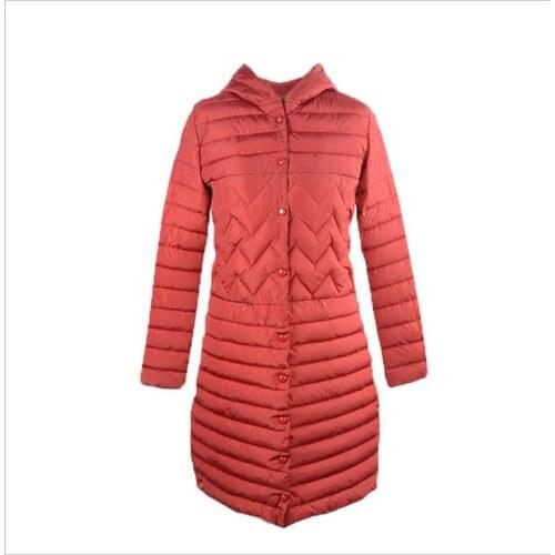 Plus Size 3XL2018Autumn Winter Women Medium-Long Parkas Female Hooded Down Cotton Jacket Thin&Light Slim Button Winter CoatsQ626