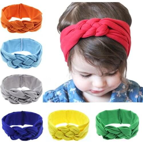 Baby Girl Headbands Kids Bow Knot Turban Headband Hair Band Headwrap Children Solid Color Chinese Knot Nylon Hair band