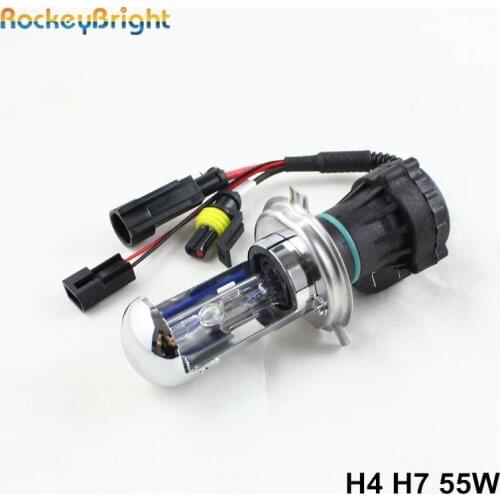 Rockeybright metal base 12V 55W H7 bulb hid xenon bulb H4 car h7 hid xenon lamp 10000K H/L headlight h4 9003 hb2 car fog lamp