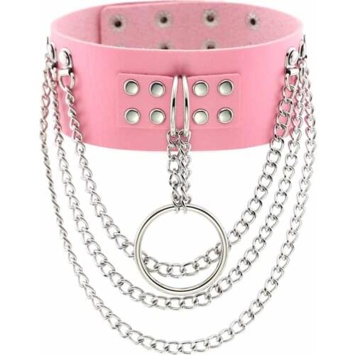 Sexy stainless steel chain Collar Ladies BDSM metal Rivet Chain Necklace Harajuku Goth Leather Bondage Harness Erotic Women