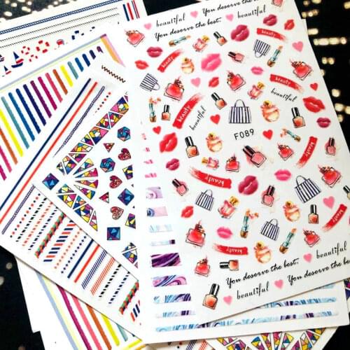 Special price F series 3d Nail Art Stickers Decal Template diy nail tool decorations