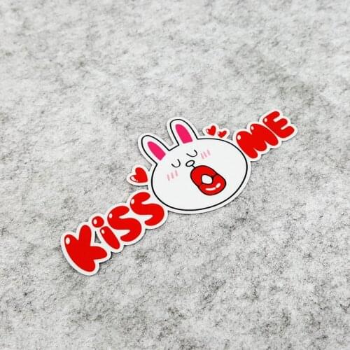 GalonDeco G019 Cartoon Kiss Me Rabbit Car Trunk Reflective Safety Warning Stickers and Decals Side Window Windshield Stickers