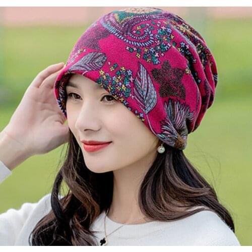 Spring autumn casual headscarf Pullover hat dual purpose hat red peaked cap bucket hat beanie cap Bonnet Panama Hat for women