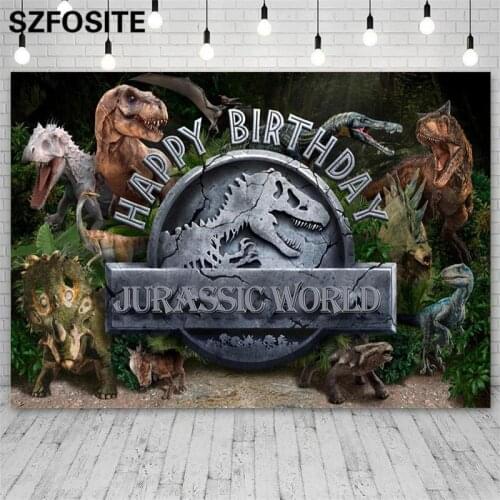 Cartoon Jurassic Park Dinosaur Forest Background Photography Boys Birthday Party Backdrop Photo Studio Decoration Vinyl Banner