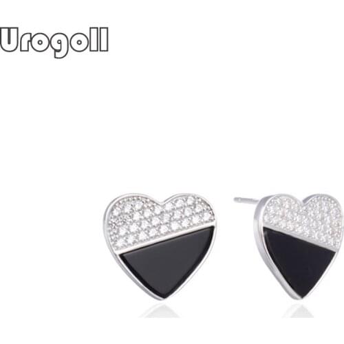 Fine Jewelry 925 Sterling Silver Heart Stud Earrings Gift For Women Romantic Engagement Wedding Party Noble Earring Jewelry Gift