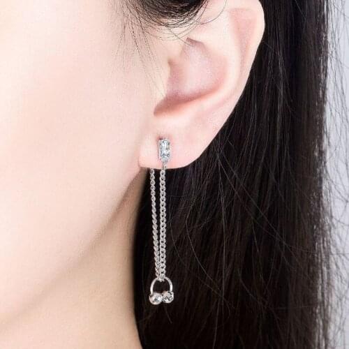 Womens Fashion Creative Back-Stud Drop Earrings Long Chain Dangle Earring Charming Zircon Ball Earring Piercing Jewelry Gifts