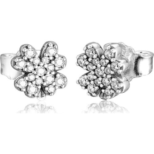 925 Sterling Silver Lucky Four-Leaf Clover Silver Stud Earrings for Women Fashion Earring Sterling-Silver-Jewelry Wholesale
