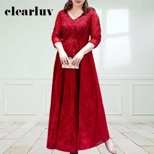 Three Quarter Sleeve Evening Dress DR1038 Appliques Burgundy Women Party Gown A-Line Vestidos De Noche Plus Size Elegant Dresses