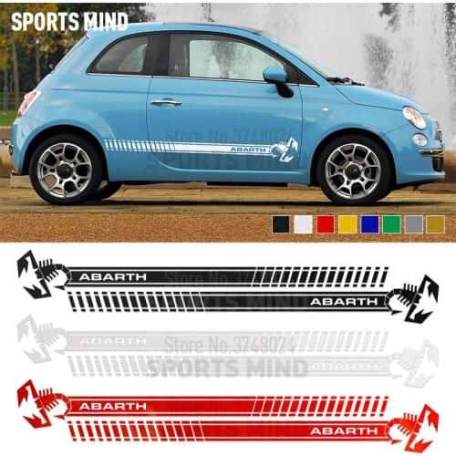 1 Pair Customizable Door Side Stripe Car-Styling Automobiles Vinyl Car Sticker Decal For FIAT 500 ABARTH Auto Accessories