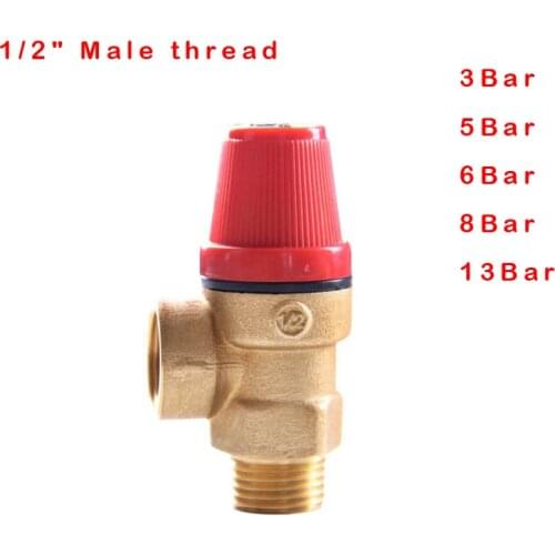 1Pc DN15 3bar 5bar 6 bar 8bar 13bar Brass Angle Type Safety Valve 1/2" male thread relief valve for solar water heater